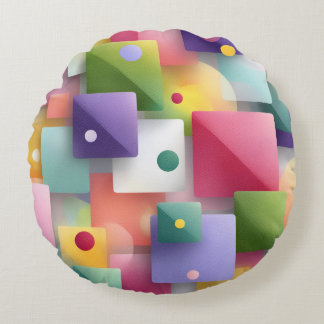 Abstract Geometric Design Round Cushion