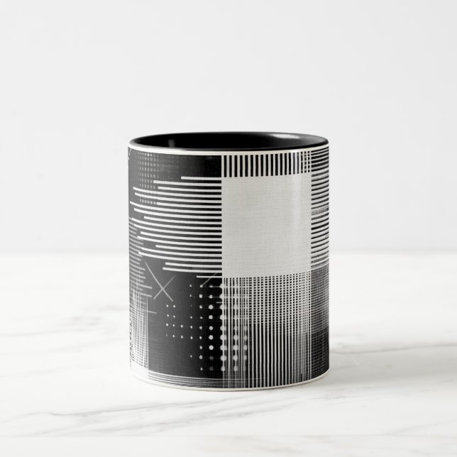 Abstract Geometric Design Two-Tone Coffee Mug (Center)