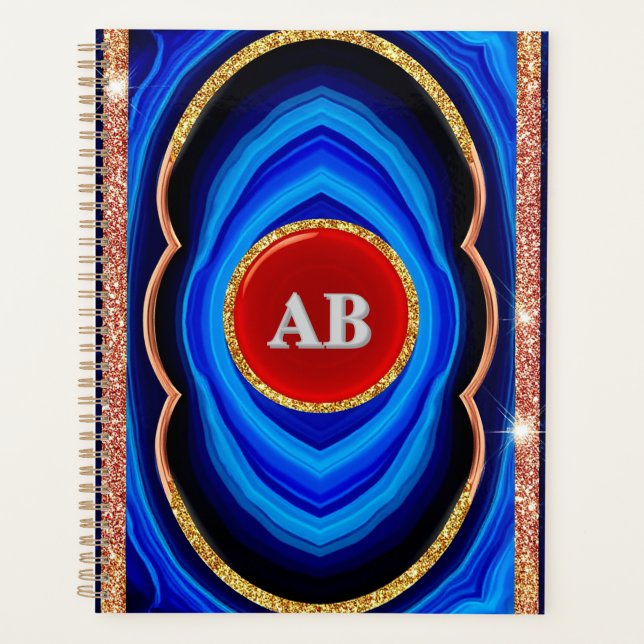 Abstract Geometric Design with Blue Red and Gold Planner (Front)