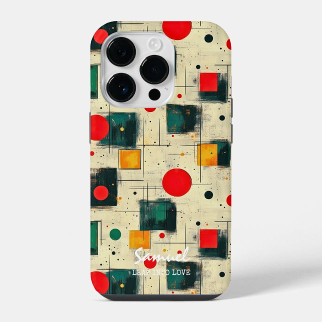 Abstract Geometric Design with Custom Name iPhone Case (Back)