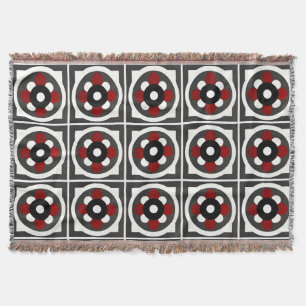 Abstract Geometric Design with Red, Black White Throw Blanket