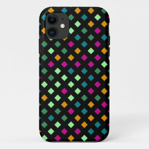 Abstract Geometric Diamond   Retro Modern Squares iPhone 11 Case