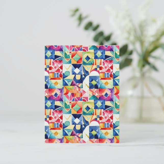 Abstract geometric digital pattern 17 - Postcard (Standing Front)
