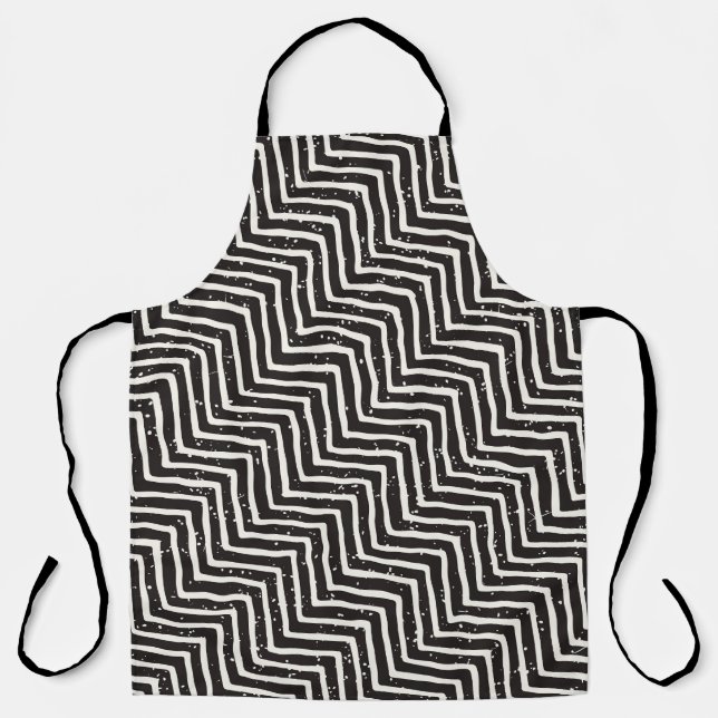 Abstract Geometric Doodle: Black White Pattern Apron (Front)