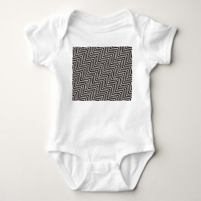 Abstract Geometric Doodle: Black White Pattern Baby Bodysuit (Front)