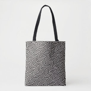 Abstract Geometric Doodle: Black White Pattern Tote Bag