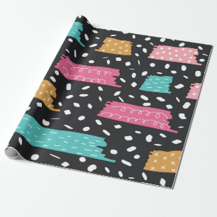Abstract Geometric Dots and Stripes Wrapping Paper