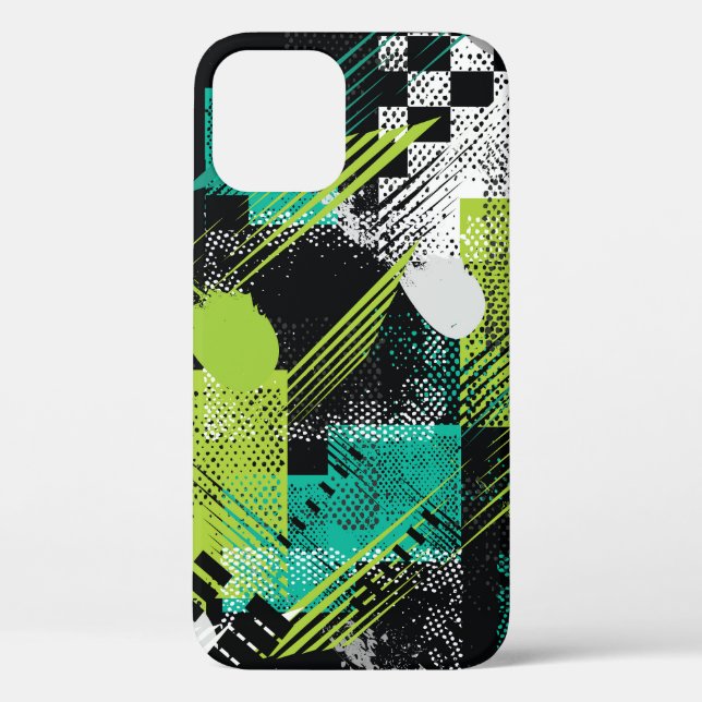 Abstract Geometric Dots Stripes Pattern Case-Mate iPhone Case (Back)