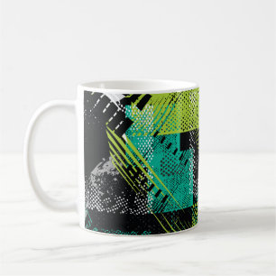 Abstract Geometric Dots Stripes Pattern Coffee Mug