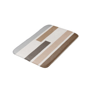 Abstract Geometric Earthtones Stripes Art Pattern Bath Mat