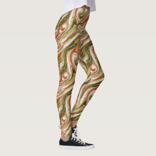 Abstract geometric earthy marble pattern design leggings