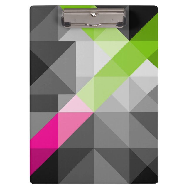 Abstract geometric elegant Grey pink green colours Clipboard (Front)