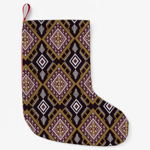Abstract geometric ethnic, wallpaper design. small christmas stocking