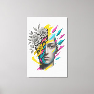 Abstract Geometric Face Canvas Print - Modern Art