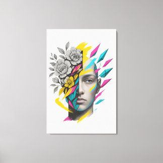 Abstract Geometric Face Canvas Print - Modern Art