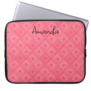 abstract geometric fashionable sixties pink laptop sleeve