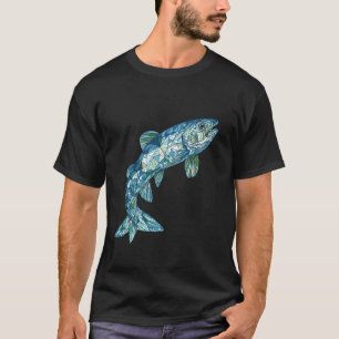 Abstract Geometric Fish Mosaic Aquatic T-Shirt