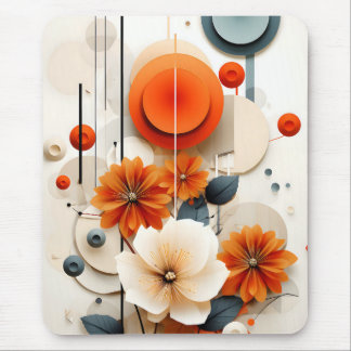 Abstract Geometric Floral Mouse Pad