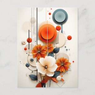 Abstract Geometric Floral Postcard