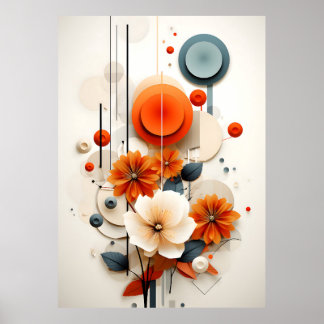 Abstract Geometric Floral Poster