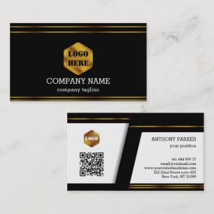 Abstract Geometric Gold & Black  Business Card