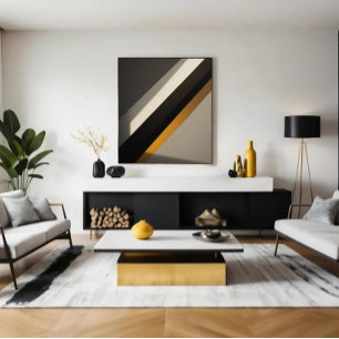Abstract Geometric Gold Diagonal Stripes Canvas Print