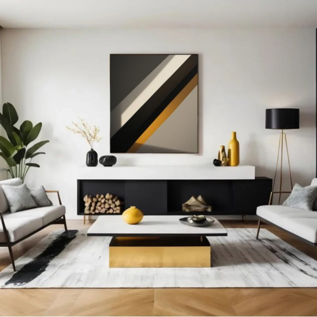 Abstract Geometric Gold Diagonal Stripes Canvas Print (Creator Uploaded)