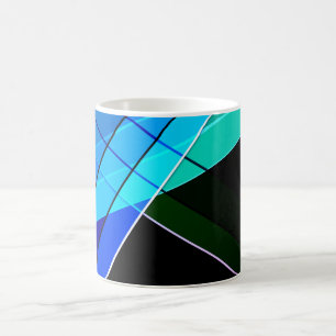 Abstract, geometric , green , blue , black coffee mug