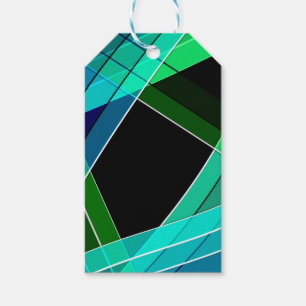 Abstract, geometric , green , blue , black gift tags