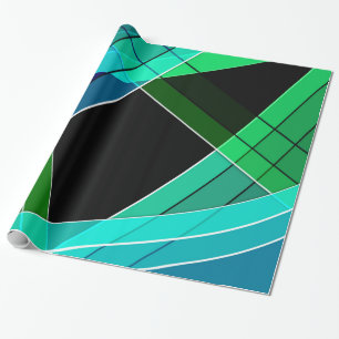 Abstract, geometric , green , blue , black wrapping paper