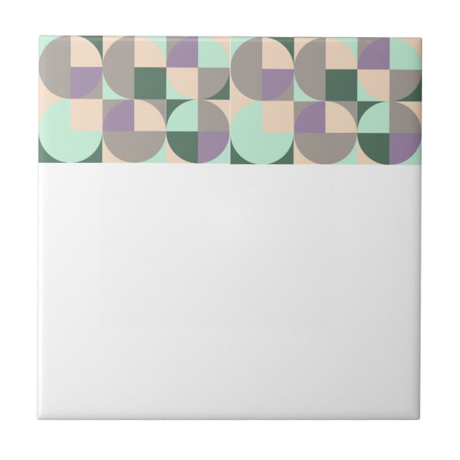 Abstract geometric green lavender beige tile (Front)