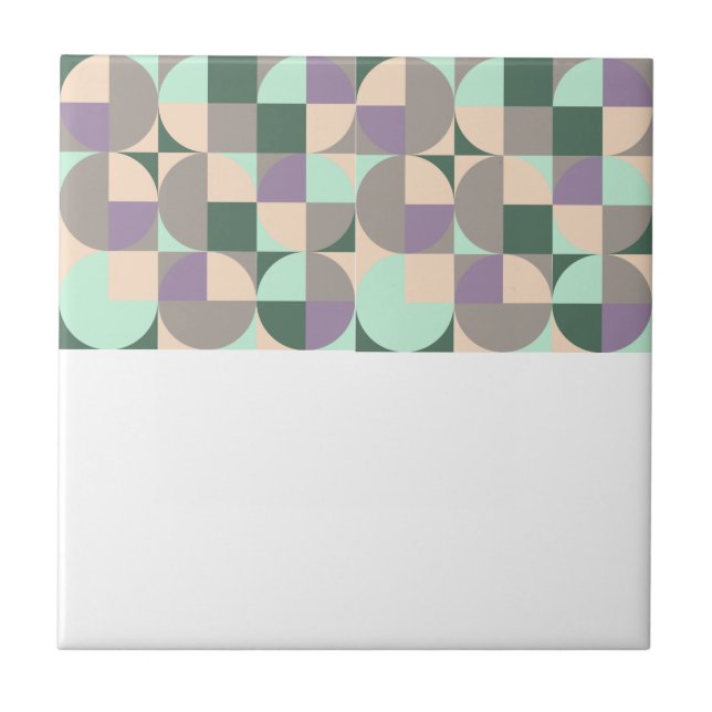 Abstract geometric green lavender beige tile (Front)