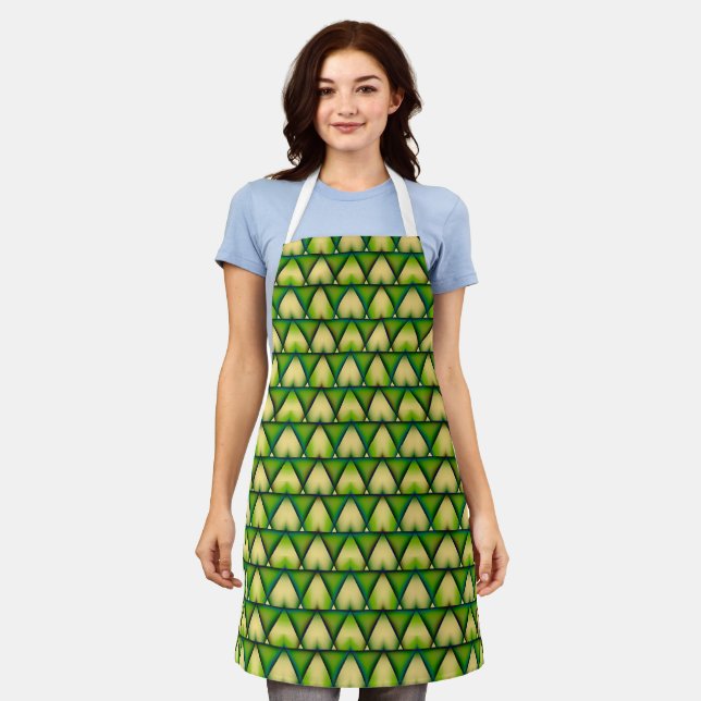 Abstract geometric green texture apron (Worn)