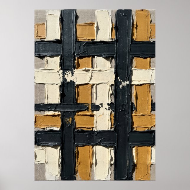 Abstract Geometric Grid Poster | Impasto Textured  (Front)