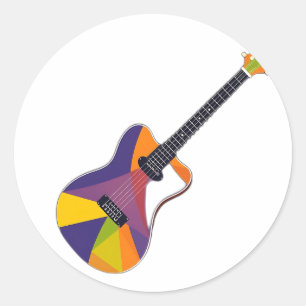 Abstract Geometric Guitar Classic Round Sticker
