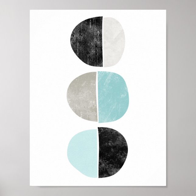 Abstract, geometric, half circles poster in teal (Front)