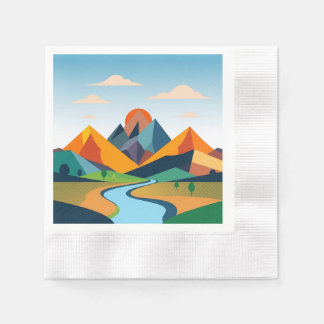 Abstract Geometric Landscape Napkin