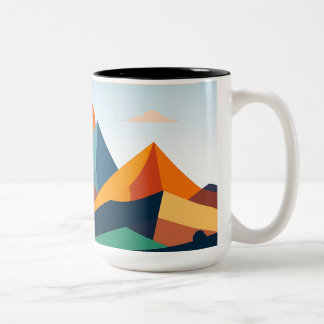 Abstract Geometric Landscape Two-Tone Coffee Mug