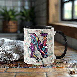 Abstract geometric letter N modern art Mug