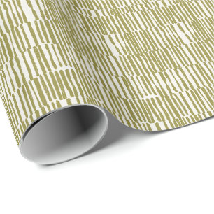Abstract geometric lines olive green unique contem wrapping paper