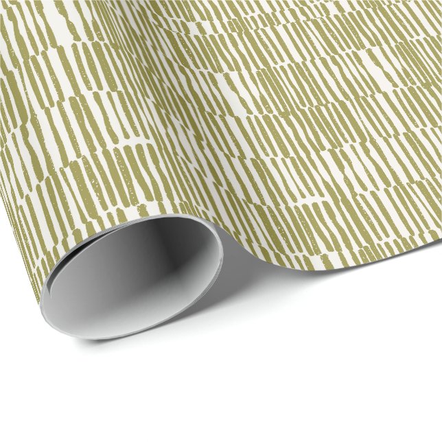 Abstract geometric lines olive green unique contem wrapping paper (Roll Corner)