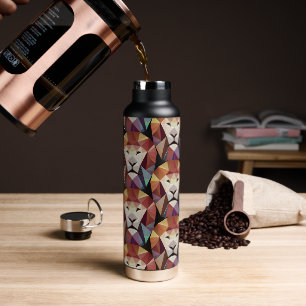 Abstract Geometric Lion Head Multicolors Pattern Water Bottle