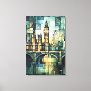 Abstract Geometric London Skyline with Big Ben Canvas Print