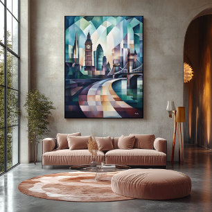 Abstract Geometric London Skyline with Big Ben Canvas Print