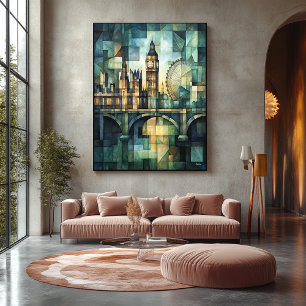 Abstract Geometric London Skyline with Big Ben Canvas Print