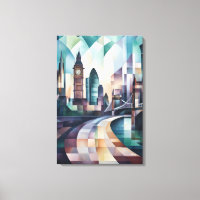 Abstract Geometric London Skyline with Big Ben