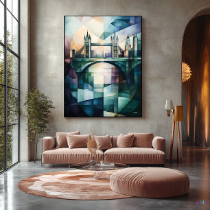 Abstract Geometric London Skyline with Tower Bridg Canvas Print