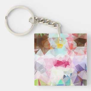 Abstract Geometric Low Poly Mosaic Key Ring