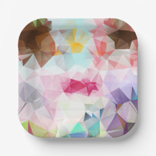 Abstract Geometric Low Poly Mosaic Paper Plate