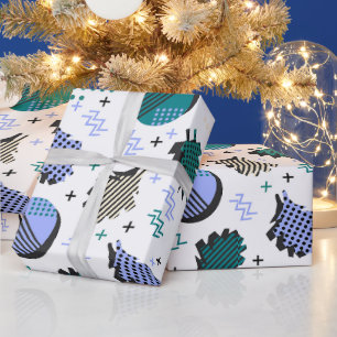 Abstract Geometric Memphis Style Gift Wrap Paper